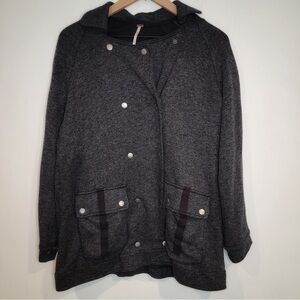 Free People Dark Gray Double-Breasted Pea Coat Size XS
